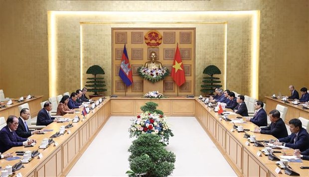 Entrevue entre le PM vietnamien et le president du Senat du Cambodge hinh anh 2