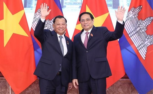 Entrevue entre le PM vietnamien et le president du Senat du Cambodge hinh anh 1