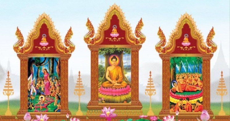 La naissance, l'illumination et le départ pour le Nirvana du Bouddha