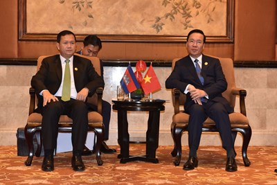 , Le président Vo Van Thuong reçoit le Premier ministre cambodgien Hun Manet