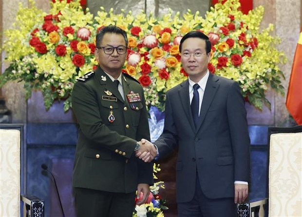 Le president Vo Van Thuong recoit le vice-Premier ministre cambodgien et ministre de la Defense Tea Seiha hinh anh 1